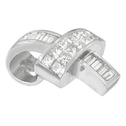 Bids.com 14K White Gold 2 cttw Princess and Baguette Cut Diamond Ribbon Pendant Necklace (H-I, SI-SI2) Necklaces White Smoke White.Gold / 18