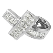 Bids.com 14K White Gold 2 cttw Princess and Baguette Cut Diamond Ribbon Pendant Necklace (H-I, SI-SI2) Necklaces White Smoke White.Gold / 18