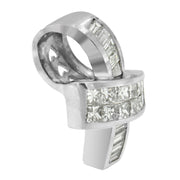 Bids.com 14K White Gold 2 cttw Princess and Baguette Cut Diamond Ribbon Pendant Necklace (H-I, SI-SI2) Necklaces White Smoke White.Gold / 18