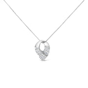 Bids.com 14k White Gold 1 5/8 Cttw Invisible Set Princess and Channel Set Baguette Diamond Curved Oval Shape Pendant Necklace (G-H Color, VS2-SI1 Clarity) Necklaces White Smoke White.Gold / 18