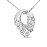 Bids.com 14k White Gold 1 5/8 Cttw Invisible Set Princess and Channel Set Baguette Diamond Curved Oval Shape Pendant Necklace (G-H Color, VS2-SI1 Clarity) Necklaces White Smoke White.Gold / 18