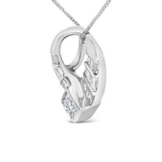 Bids.com 14k White Gold 1 5/8 Cttw Invisible Set Princess and Channel Set Baguette Diamond Curved Oval Shape Pendant Necklace (G-H Color, VS2-SI1 Clarity) Necklaces White Smoke White.Gold / 18