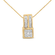 Bids.com 14K Yellow Gold 1 1/4 cttw Princess and Baguette Cut Geometric Inspired Diamond Pendant Necklace (H-I, VS1-VS2) Necklaces White Smoke Yellow.Gold / 18