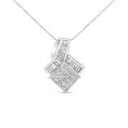 Bids.com 14k White Gold 2 1/10 Cttw Princess and Baguette Geometric Designed Diamond Pendant Necklace (G-H Color, VS1-VS2 Clarity) - NO CHAIN INCLUDED Necklaces White Smoke White.Gold / 18