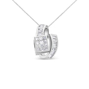 Bids.com 14K White Gold 2 cttw Princess and Baguette Cut Diamond Double Loop Pendant Necklace (G-H, VS1-VS2) Necklaces White Smoke White.Gold / 18
