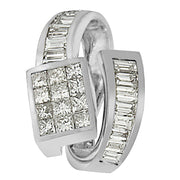 Bids.com 14K White Gold 2 cttw Princess and Baguette Cut Diamond Double Loop Pendant Necklace (G-H, VS1-VS2) Necklaces White Smoke White.Gold / 18