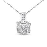 Bids.com 14K White Gold 2 1/5 Cttw Princess Cut Composite Diamond Pendant with Diamond Bale Pendant Necklace (H-I Color,SI1-SI2 Clarity) - NO CHAIN INCLUDED Necklaces White Smoke White.Gold / 18