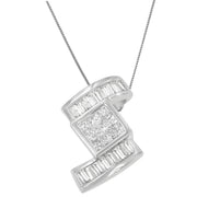 Bids.com 14K White Gold 1 2/5 cttw Princess and Baguette Cut Diamond Zig Zag Pendant Necklace (H-I, SI1-SI2) Necklaces White Smoke White.Gold / 18
