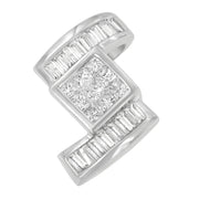 Bids.com 14K White Gold 1 2/5 cttw Princess and Baguette Cut Diamond Zig Zag Pendant Necklace (H-I, SI1-SI2) Necklaces White Smoke White.Gold / 18