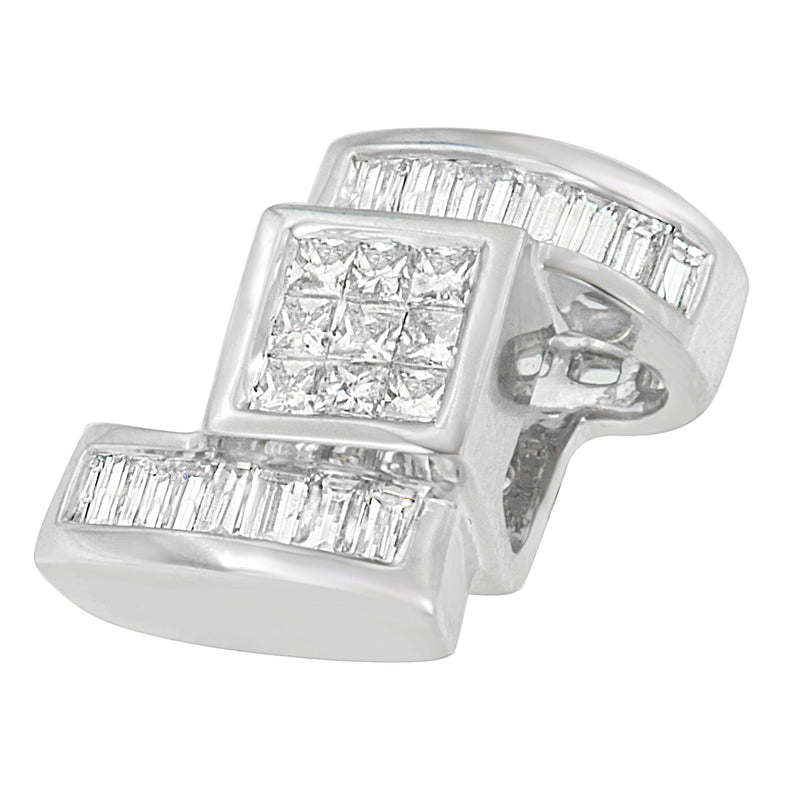 Bids.com 14K White Gold 1 2/5 cttw Princess and Baguette Cut Diamond Zig Zag Pendant Necklace (H-I, SI1-SI2) Necklaces White Smoke White.Gold / 18