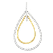 Bids.com 14K Two-Tone Gold Round Cut Diamond Double Burst Pendant Necklace (1.00 cttw, H-I Color, SI2-I1 Clarity) Necklaces White Smoke YellowWhite.Gold / 18