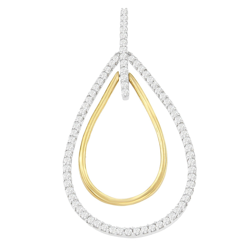 Bids.com 14K Two-Tone Gold Round Cut Diamond Double Burst Pendant Necklace (1.00 cttw, H-I Color, SI2-I1 Clarity) Necklaces White Smoke YellowWhite.Gold / 18