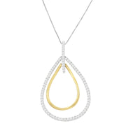 Bids.com 14K Two-Tone Gold Round Cut Diamond Double Burst Pendant Necklace (1.00 cttw, H-I Color, SI2-I1 Clarity) Necklaces White Smoke YellowWhite.Gold / 18