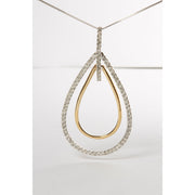 Bids.com 14K Two-Tone Gold Round Cut Diamond Double Burst Pendant Necklace (1.00 cttw, H-I Color, SI2-I1 Clarity) Necklaces Light Gray YellowWhite.Gold / 18