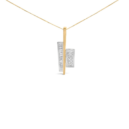 Bids.com 18K Yellow and White Gold 1 7/8 Cttw Princess Baguette Diamond Key Shaped 18" Pendant Necklace (H-I Color, SI1-SI2 Clarity) Necklaces White Smoke YellowWhite.Gold / 18