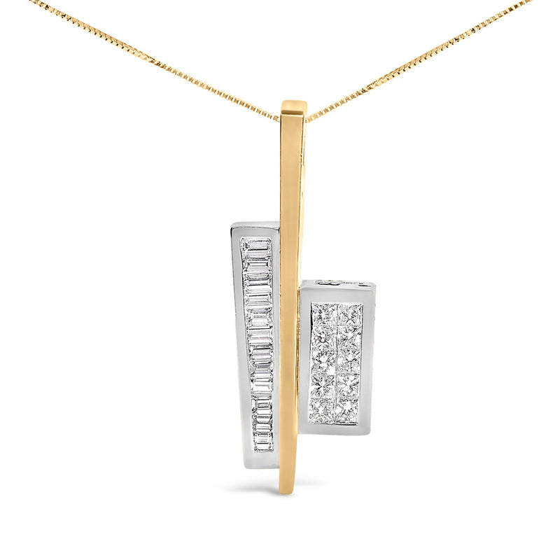 Bids.com 18K Yellow and White Gold 1 7/8 Cttw Princess Baguette Diamond Key Shaped 18" Pendant Necklace (H-I Color, SI1-SI2 Clarity) Necklaces White Smoke YellowWhite.Gold / 18