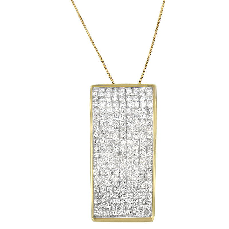 Bids.com 14K Yellow Gold Princess Cut Diamond Block Pendant Necklace (2 5/8 cttw, H-I Color, SI2-I1 Clarity) Necklaces White Smoke Yellow.Gold / 18
