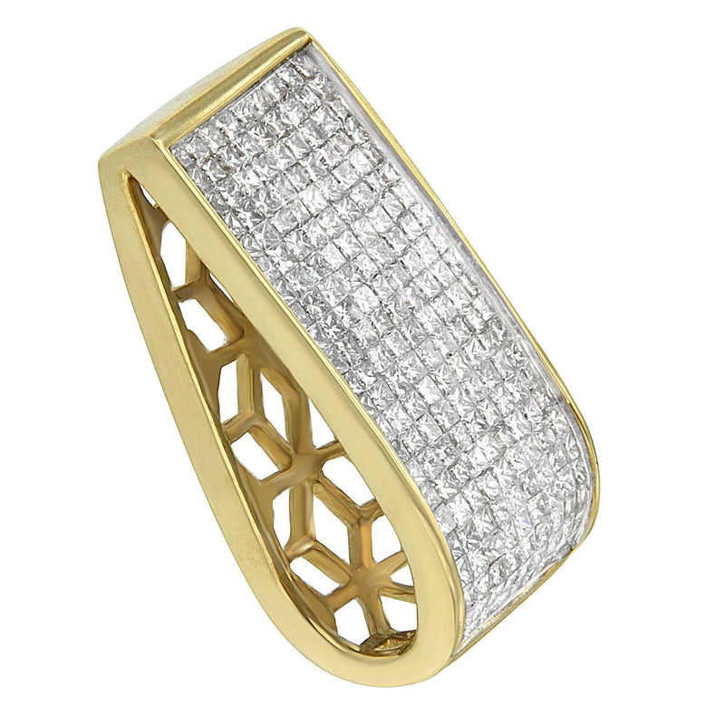 Bids.com 14K Yellow Gold Princess Cut Diamond Block Pendant Necklace (2 5/8 cttw, H-I Color, SI2-I1 Clarity) Necklaces White Smoke Yellow.Gold / 18