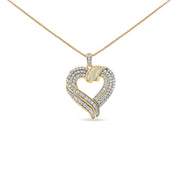 Bids.com 14K Yellow Gold Plated .925 Sterling Silver 1.00 Cttw Baguette Diamond Composite Open Heart 18" Inch Pendant Necklace (I-J Color, I1-I2 Clarity) Necklaces White Smoke Yellow.Sterling Silver / 18