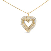 Bids.com 14K Yellow Gold Plated .925 Sterling Silver 1/4 Cttw Round and Baguette-Cut Diamond Composite Heart 18" Pendant Necklace (H-I Color, SI2-I1 Clarity) Necklaces White Smoke Yellow.Sterling Silver / 18