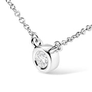 Bids.com 10K White Gold 1/10 Carat Round Brilliant-Cut Diamond Modern Bezel-Set Solitaire 16"-18" Pendant Necklace (H-I Color, SI2-I1 Clarity) Necklaces White Smoke 18 / Rose.Gold,18 / White.Gold,18 / Yellow.Gold
