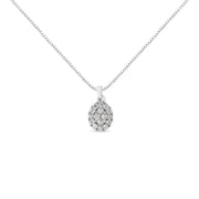Bids.com .925 Sterling Silver 1 1/2 Cttw Diamond Oval Cluster Pendant Necklace (I-J Color, I2-I3 Clarity) - 18" Necklaces White Smoke White.Sterling Silver / 18
