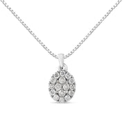 Bids.com .925 Sterling Silver 1 1/2 Cttw Diamond Oval Cluster Pendant Necklace (I-J Color, I2-I3 Clarity) - 18" Necklaces White Smoke White.Sterling Silver / 18