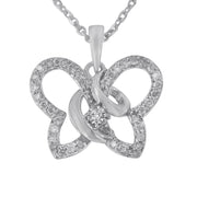 Bids.com .925 Sterling Silver 1/4 cttw Prong-Set Diamond Butterfly 18" Pendant Necklace (H-I Color, I1-I2 Clarity) Necklaces White Smoke White.Sterling Silver / 18