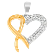 Bids.com .925 Sterling Silver Two Toned 1/4 cttw Round Cut Diamond Pendant Necklace (H-I, I2-I3) Necklaces White Smoke YellowWhite.Sterling Silver / 18