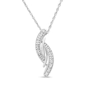 Bids.com .925 Sterling Silver Diamond Accent Bypass Curve 18" Pendant Necklace (I-J Color, I3 Clarity) Necklaces White Smoke White.Sterling Silver / 18