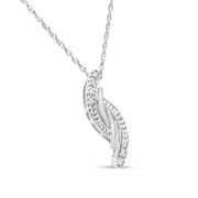 Bids.com .925 Sterling Silver Diamond Accent Bypass Curve 18" Pendant Necklace (I-J Color, I3 Clarity) Necklaces White Smoke White.Sterling Silver / 18