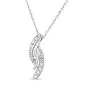 Bids.com .925 Sterling Silver Diamond Accent Bypass Curve 18" Pendant Necklace (I-J Color, I3 Clarity) Necklaces White Smoke White.Sterling Silver / 18
