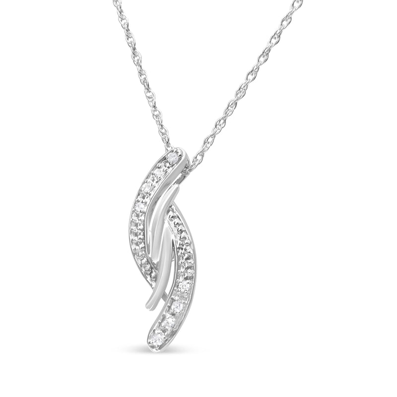 Bids.com .925 Sterling Silver Diamond Accent Bypass Curve 18" Pendant Necklace (I-J Color, I3 Clarity) Necklaces White Smoke White.Sterling Silver / 18