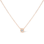 Bids.com 10K White Gold 1/10 Carat Round Brilliant-Cut Diamond Modern Bezel-Set Solitaire 16"-18" Pendant Necklace (H-I Color, SI2-I1 Clarity) Necklaces White Smoke Rose.Gold / 18 / 0.33
