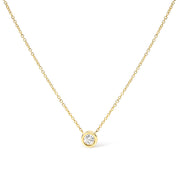 Bids.com 10K White Gold 1/10 Carat Round Brilliant-Cut Diamond Modern Bezel-Set Solitaire 16"-18" Pendant Necklace (H-I Color, SI2-I1 Clarity) Necklaces White Smoke Yellow.Gold / 18 / 0.33