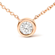 Bids.com 10K Rose Gold 1/2 Carat Round Brilliant-Cut Diamond Modern Bezel-Set Solitaire 16"-18" Pendant Necklace (H-I Color, SI2-I1 Clarity) Necklaces White Smoke Rose.Gold / 18