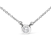 Bids.com 10K White Gold 1/2 Carat Round Brilliant-Cut Diamond Modern Bezel-Set Solitaire 16"-18" Pendant Necklace (H-I Color, SI2-I1 Clarity) Necklaces White Smoke White.Gold / 18