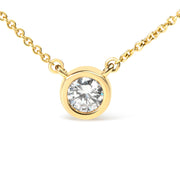 Bids.com 10K Yellow Gold 1/2 Carat Round Brilliant-Cut Diamond Modern Bezel-Set Solitaire 16"-18" Pendant Necklace (H-I Color, SI2-I1 Clarity) Necklaces White Smoke Yellow.Gold / 18