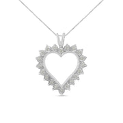 Bids.com .925 Sterling Silver 1/4 Cttw Miracle Set Diamond Open Heart 18" Pendant Necklace (I-J Color, I3 Clarity) Necklaces White Smoke White.Sterling Silver / 18