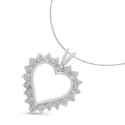 Bids.com .925 Sterling Silver 1/4 Cttw Miracle Set Diamond Open Heart 18" Pendant Necklace (I-J Color, I3 Clarity) Necklaces White Smoke White.Sterling Silver / 18