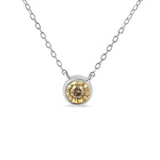 Bids.com .925 Sterling Silver 1/5 Cttw Bezel Set Champagne Diamond Solitaire 18" Pendant Necklace (K-L Color, I1-I2 Clarity) Necklaces White Smoke White.Sterling Silver / 18