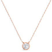 Bids.com AGS Certified 10K Rose Gold 1/5 Cttw Bezel Set Round Diamond Solitaire 16-18" Adjustable Pendant Necklace (H-I Color, VS1-VS2 Clarity) Necklaces White Smoke Rose.Gold / 18