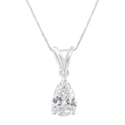 Bids.com IGI certified 10K White Gold 1/2 cttw Diamond Pear Pendant Necklace (I-J, I1) Necklaces White Smoke White.Gold / 18