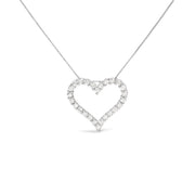 Bids.com .925 Sterling Silver 2.0 Cttw Diamond Open Heart 18" Pendant Necklace (I-J Color, I2-I3 Clarity) Necklaces White Smoke White.Sterling Silver / 18