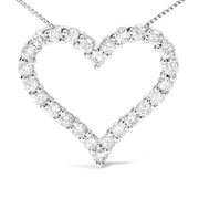 Bids.com .925 Sterling Silver 2.0 Cttw Diamond Open Heart 18" Pendant Necklace (I-J Color, I2-I3 Clarity) Necklaces White Smoke White.Sterling Silver / 18