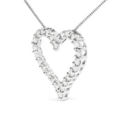 Bids.com .925 Sterling Silver 2.0 Cttw Diamond Open Heart 18" Pendant Necklace (I-J Color, I2-I3 Clarity) Necklaces White Smoke White.Sterling Silver / 18