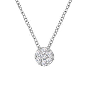Bids.com 14K White Gold 1/4 Cttw Shared Prong Set Round-Ct Diamond 7 Stone Floral Cluster 18" Pendant Necklace (H-I Color, SI2-I1 Clarity) Necklaces White Smoke White.Gold / 18