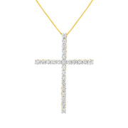 Bids.com .925 Sterling Silver 2 1/2 cttw Diamond Cross Pendant Necklace (H-I, I2-I3) Necklaces White Smoke 18 / Yellow.Sterling Silver