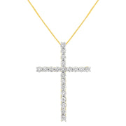 Bids.com 10K Yellow Gold Plated .925 Sterling Silver 4.0 Cttw Round Cut Diamond Cross Pendant Necklace (J-K Color, I1-I2 Clarity) - 18" Necklaces White Smoke Yellow.Sterling Silver / 18