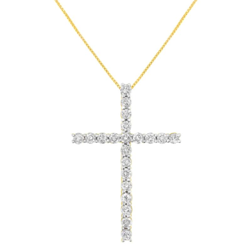 Bids.com 10K Yellow Gold Plated .925 Sterling Silver 4.0 Cttw Round Cut Diamond Cross Pendant Necklace (J-K Color, I1-I2 Clarity) - 18" Necklaces White Smoke Yellow.Sterling Silver / 18